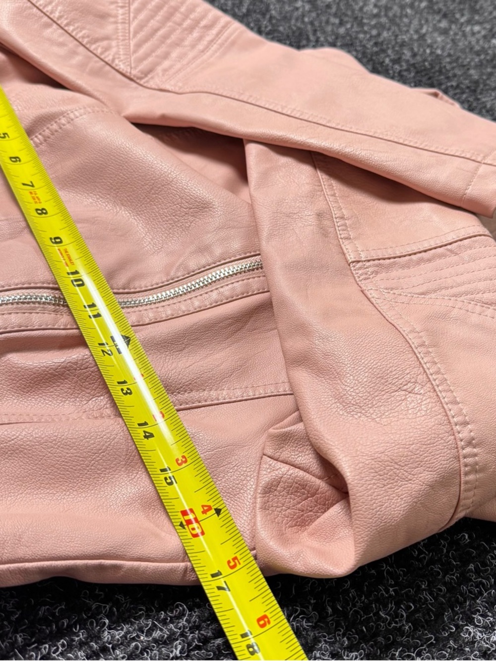 GUESS Pink Moto Jacket Small Faux Leather Blush Biker Style Zip Up - Picture 9 of 10